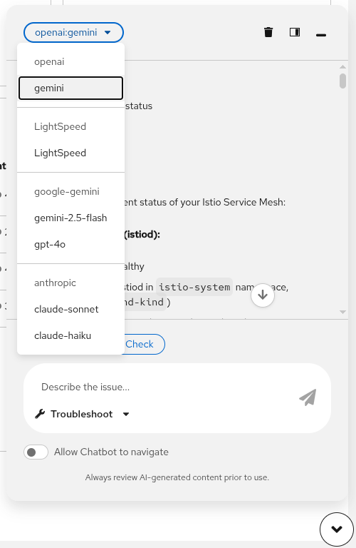 Kiali Chatbot models