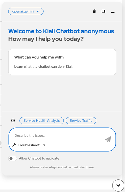 ChatBot - Predefined prompts